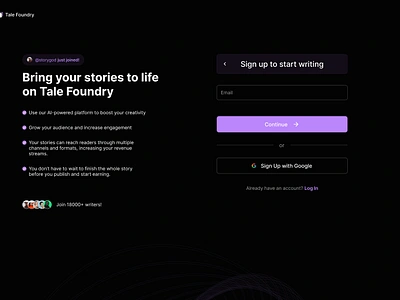 Tale Foundry Sign Up design ui design ux design