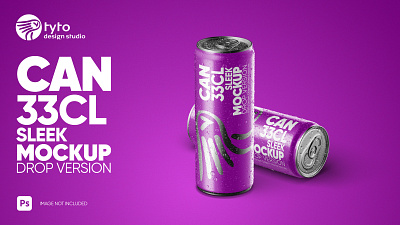 Can Mockup 33cl Sleek Drop Version Above 3d beer blende 3d branding can design graphic design illustration label label design mockup package package design photoshop purple