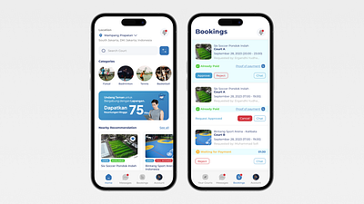 Lapangan. App UI - Court Rent Services App Design app application booking app branding court app court application court booking app court rent court rental services figma mobile mobile application rent app sport sport app sport booking ui design uiux ux design workout