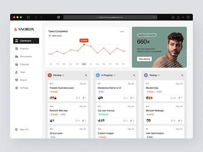 Snorlix - Dashboard app dashboard design product project project progress saas sas tasks ui ux web app