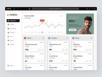 Snorlix - Dashboard app dashboard design product project project progress saas sas tasks ui ux web app