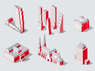 Landmarks of The 5th Avenue - NY 5th avenue illustratiob isometric landmark manhattan new york usa vector