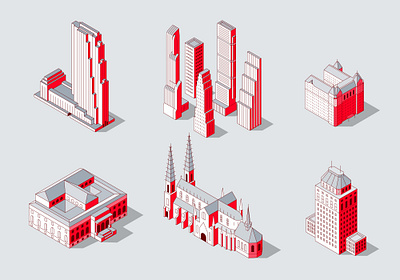 Landmarks of The 5th Avenue - NY 5th avenue illustratiob isometric landmark manhattan new york usa vector