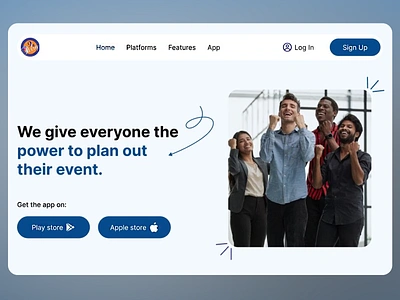 Event Planning Website Design accessibility app app integration clean layout creative event planning intuitive navigation minimal interface modern modern design platform links professional look promotional text responsive design service oriented design sign up feature trust building design user engagement vibrant imagery website