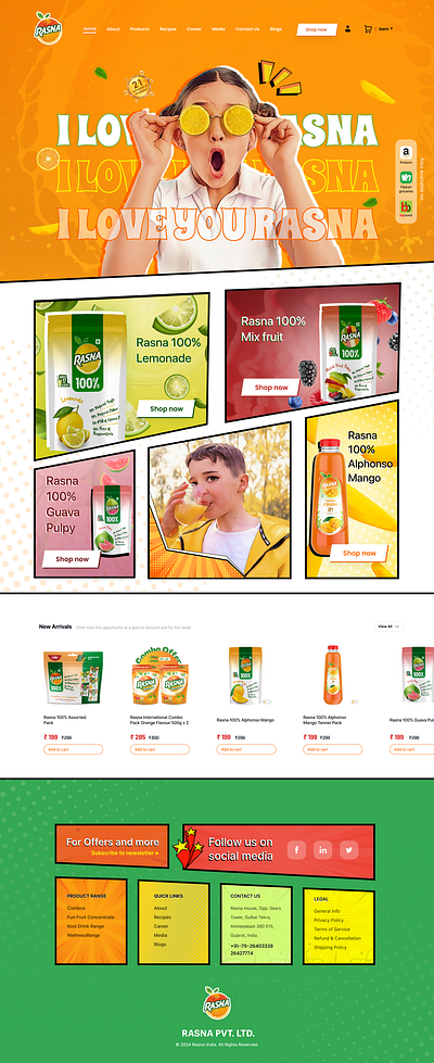 Rasna Comic based Landing page design (Ecommerce) animation branding childish colourful comic design dribbble ecommerce figma landing page mordern oldschool rasna ui uiux ux vector website