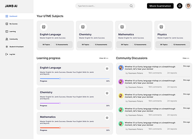 E-Learning Dashboard product design ui design ux design