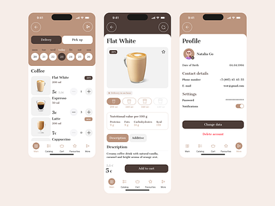 Coffee shop app concept 2025 app calendar coffee coffee shop color of year concept design minimalism mocha pantone product page profile shop trand ui ux ux ui uxui web app