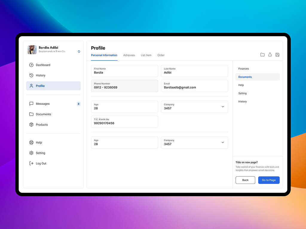Dashboard Profile - UI Design by Bardia Adibi on Dribbble