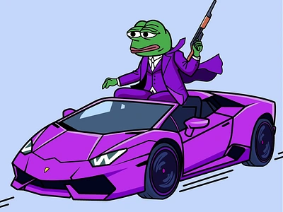 Pepe Shoot on Lambo 2D Animation 2d animation animation crypto illustration pepe