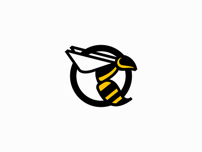 Wasp Logo animal bee branding circle design emblem geometric icon illustration insect logo mark minimalist sports vector wasp