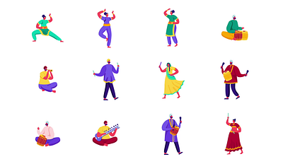 Dancing Characters 2D Animation Pack 2d animation character set characters cultural dance dance dancing festival flat illustration motion music musical instruments national clothes national dance pack people performance performer traditional dancer