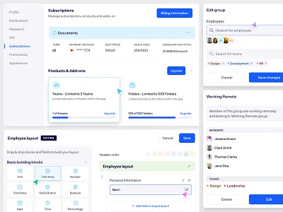 HR Management - Secondary Pages clean dashboard hr management interaction design minimal modal platform product design saas ui ui card ui design uiux user interface web app