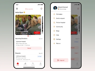 Blood Donation App Design app blood blood bank blood donar app blood donation design donation app emergency health app healthcare hospital mobile app mobile app design organization ui ui design upcoming donations ux ux design uxui