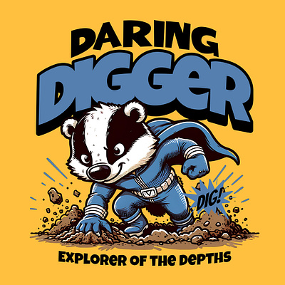 Explorer of the Depths badgerhero cartoon depthexplorer funny kittl kittldesign pop culture print on demand t shirt t shirt design