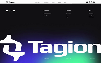 Tagion Website. Footer. animation footer gradient ui ux web design