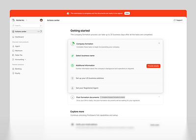 Actions center - UI / UX design accordion actions center atlas checklist custom icons dashboard icons incorporation interface product design sidebar tasks ui ux web design