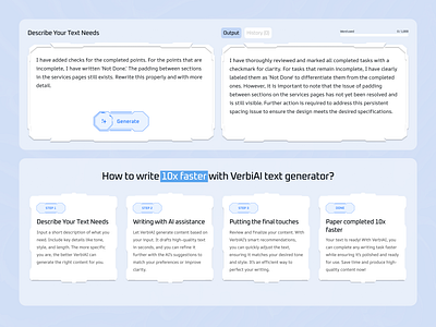 VerbiAI - AI Text Generator | Design Concept aiwriting branding contentcreation effortlesswriting figmadesign machinelearning productivity textgeneration uidesign uiux verbiai writingtools