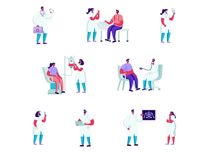 Medicine Doctors Characters 2D Animation Pack 2d animation appointment characters clinic consultation doctor flat health healthcare hospital illustration medical checkup medicine motion nurse pack patient people treatment