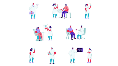 Medicine Doctors Characters 2D Animation Pack 2d animation appointment characters clinic consultation doctor flat health healthcare hospital illustration medical checkup medicine motion nurse pack patient people treatment