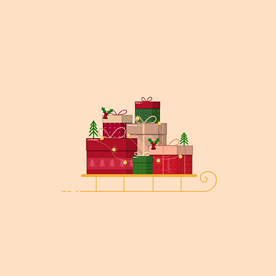 Giving and receiving.. 2.d aftereffects animation christmas delivery gifting graphic design illustration json mistletoe mograph motion graphics presents sleigh surprise vector