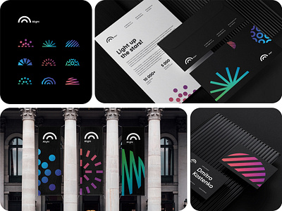 Alight — Branding black black design black stationery brand identity branding colorful flat gradient gradients identity identity design logo logo design minimal minimalist modern patterns stationery design visual identity