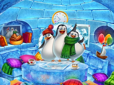 Ice Party animation casino gambling game art game design gaming graphic design ice ocean penguins slot design slotmachine snow south