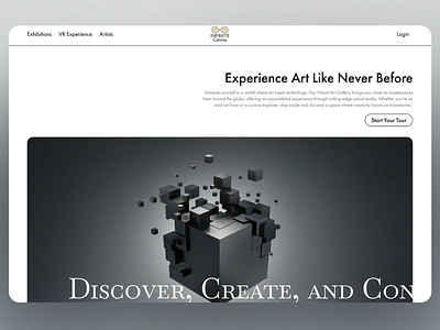 Infinite Canvas: VR Art Gallery Landing Page art branding design digital art experience gallery immersive landing page landing page design logo tech ui ui design user experience ux ux deisgn virtual virtual reality web design website