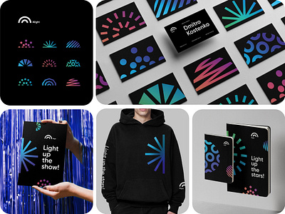 Alight — Branding black black design black stationery brand identity branding colorful cosmetics flat gradient gradients identity identity design logo minimal minimalist modern patterns stationery design visual identity