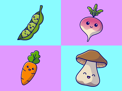 Simple Vegetable Smile Face Mascot Cartoon Collection😄🥬🥕🌽 adorable cartoon cute design face flat food fresh happy illustrator mascot nature smile vector vegan vegetable