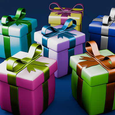 Colored Christmas Presents 🎁 3d blender christmas colors gifts graphic design holiday modeling new year presents ui