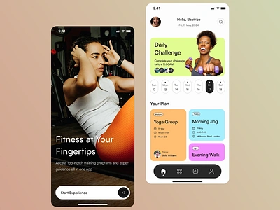 Fitness App Exploration aerobic app design daily challenge design fitness guidance mobile app mobile app deisgn mobile ui mobile ux sport training ui ui design ui ux ux ux design walk work out yoga