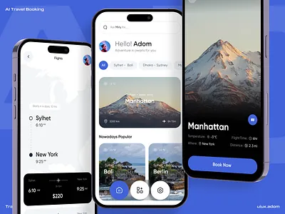 AI Travel Booking App adom ai ai travel app app app design app ui booking app travel app ui ux