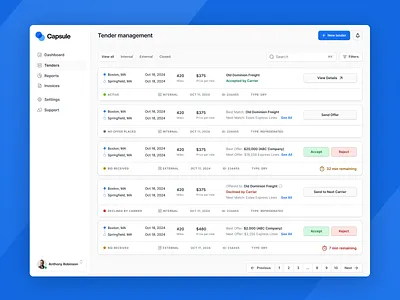 Logistics management dashboard logistics tender ui ui design user experience user interface ux