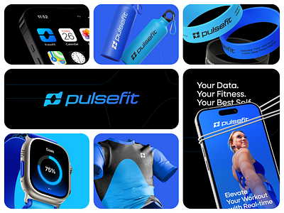 Pulsefit | Fitness App | Logo Design blue logo branding fitness app fitness logo graphic design letter p logo new york logo sport logo trendy vibrant