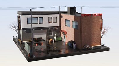 Diorama Street 3d 3ddigital 3dmodel 3dmodeling 3dvisualization blender digital 3d