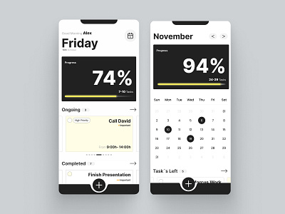 Minimalist Task Tracker UI Design app availableforwork cleanui dailyplanner darkmodeui dashboarddesign design minimaldesign minimalistic mobileappdesign modernui productivityapp taskmanager ui uidesign userexperience ux uxdesign vector