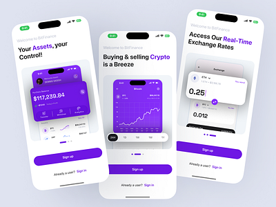 Onboarding Screens for a Crypto Trading App app design e commerce ui ux