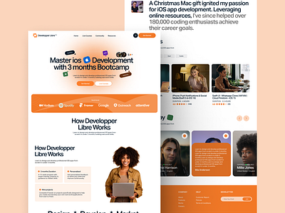 Developper Libre - iOS Development Boootcamp apple bootcamp design ios development website landingpage orangelandingpage typography ui uiux ux