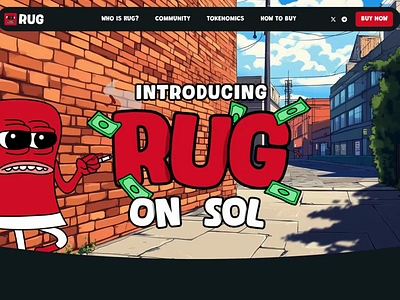 Ruggy Memecoin Website 2d art 2d crypto art 2d crypto meme 2d illustration crypto crypto art crypto design crypto rug pull crypto twitter nft art nft design opensea rarible rug meme web3 web3 art web3 design