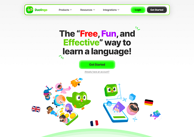 Duolingo Website Hero Section Redesign hero section landing page redesign revamp design ui uiux webdesign