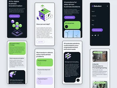 Mobile version of a website for AI agency ai blockchain crypto defi illustration