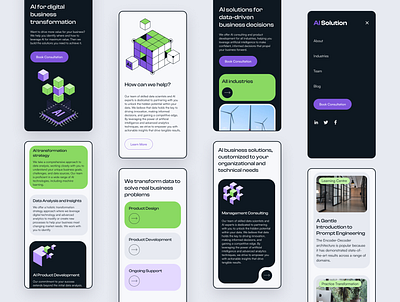 Mobile version of a website for AI agency ai blockchain crypto defi illustration