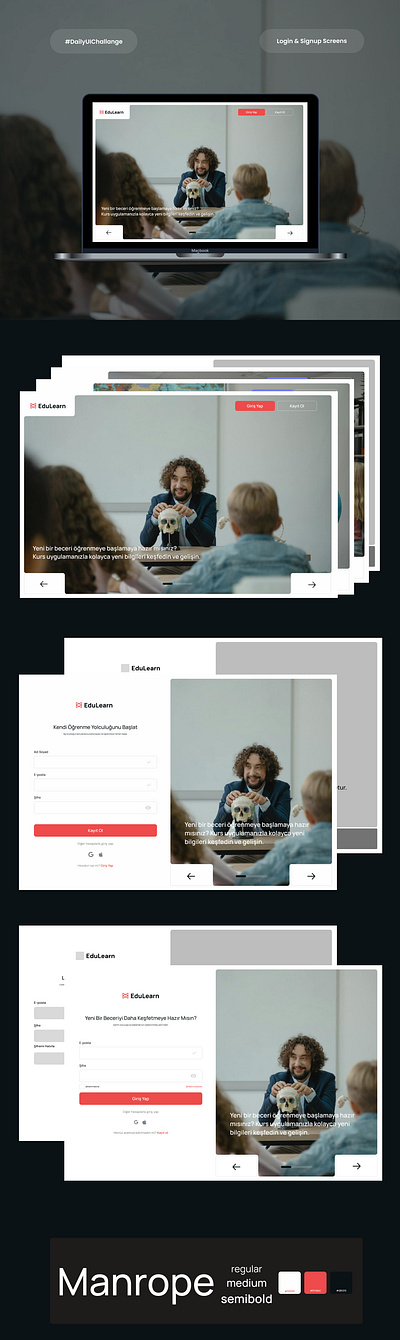 Web UI Design: Login & Sign Up Screens #UIX101 #DailyUI001 dailyuı education app design login screen sign up screens task001 uix101 uix101 001 dailyuı user interface user interface design uxuı uxuı design uı uıdesign uıx101 web uı design webuı