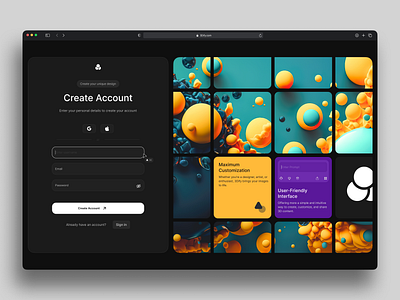 CREATE ACCOUNT PAGE UI DESIGN design ui ux