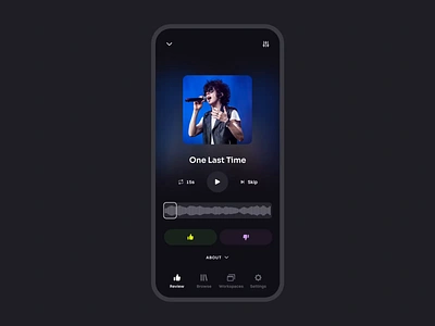 Catchy - Talent Discovery App animation app bottom sheet comments dark mode design discovery ios mobile mobile app motion motion graphics music player product design rating strv strvcom talent ui