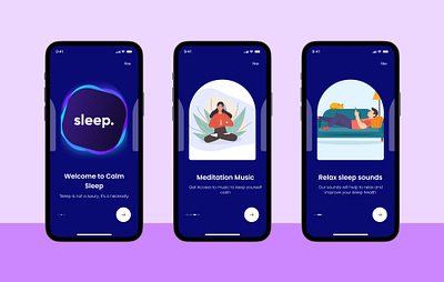 Sleep & Serenity App UI Design 3d animation app branding design graphic design illustration logo meditation motion graphics sleep typography ui ux