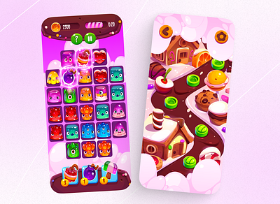 Sweet World - Game UI application design branding design illustration mobile app design product design ui uiux ux visual design