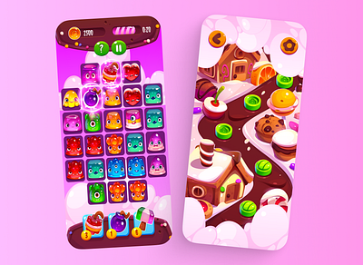 Sweet World - Game UI application design branding design illustration mobile app design product design ui uiux ux visual design