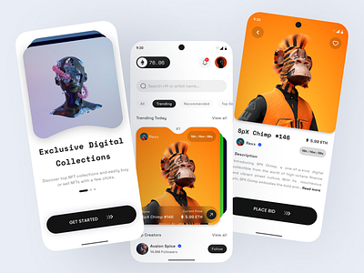 NFT MARKETPLACE app design nft ui ux