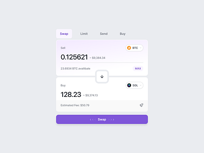 🪙 Swap Tokens bitcoin crypto exchange productdesign swap ui ux wallet website